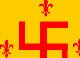Знамя Ордена Нового Храма Йорга Ланца фон Либенфельза (по другой версии, лилии были не красного, а голубого цвета, но свастика - красная в обоих случаях)