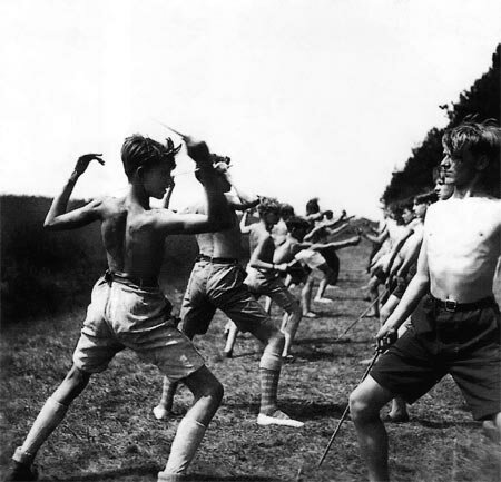 Stockfechten im Grauen Corps, Lager am Reibersee, Pfingsten 1930